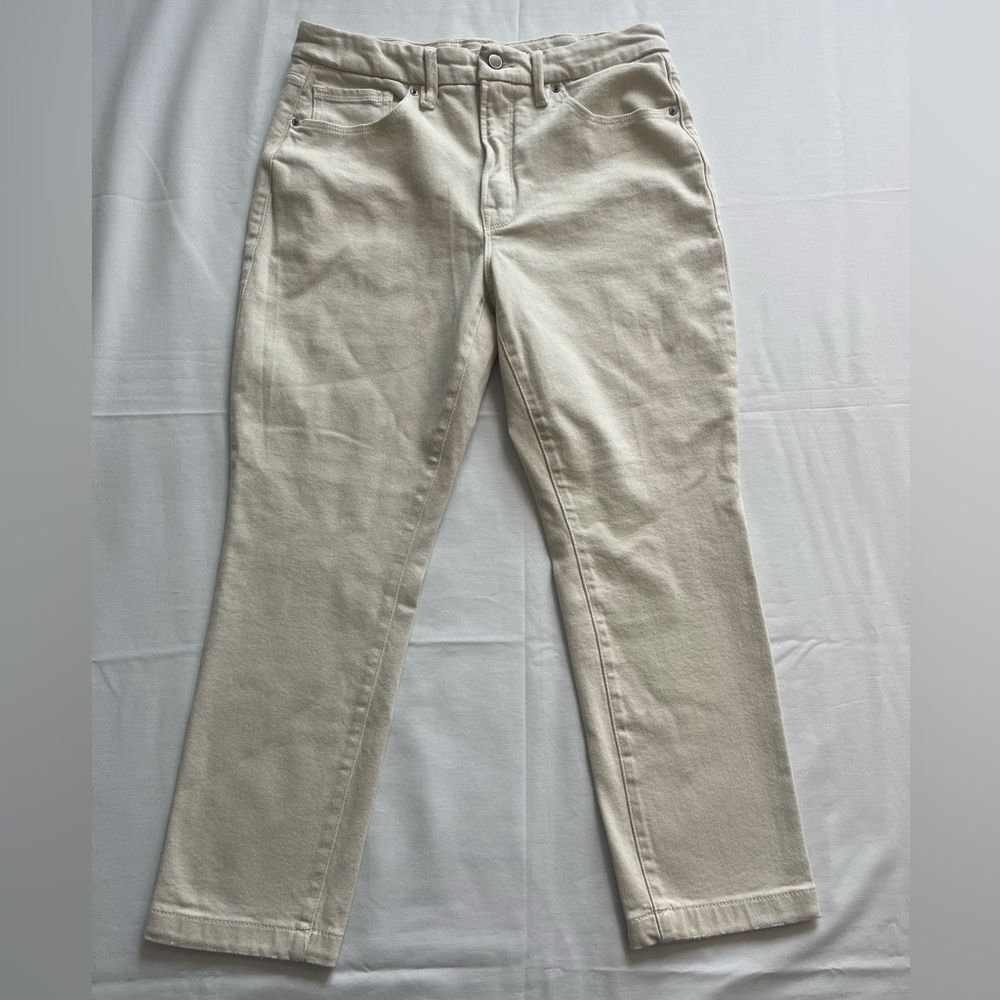Good American Women's Cream Good Classic Slim Straight Leg Jeans Size 12 / 31